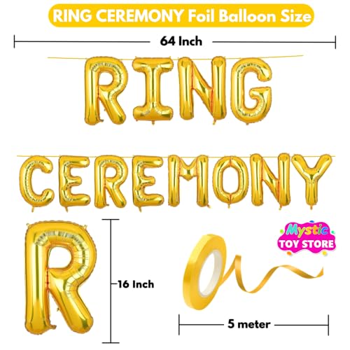 Image of Ring Ceremony Banner Gold for Engagement Wedding Home Boys Girls Men Women Foil Balloon Decoration Decor Celebration Golden