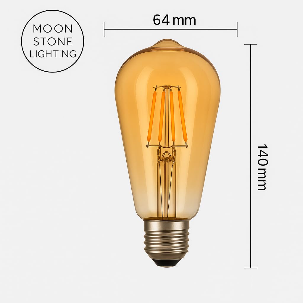 Moonstone Lighting Vintage LED Bulbs, ST64 ES/E27, 5W 2700K Warm White, 510 Lumens, Non-Dimmable, 2 Pack - Image 3