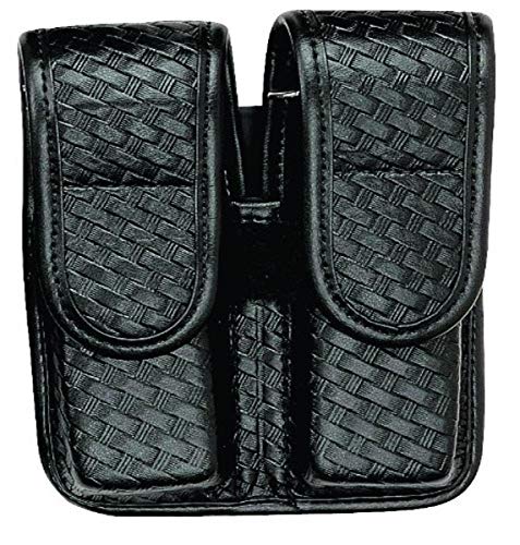 BIANCHI 7902 BSK Black Double Mag Pouch with Hidden Snap Closure (Size 1)
