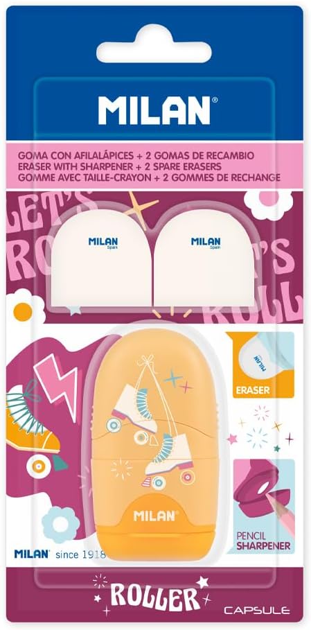 MILAN® Capsule Special Series Roller Sharpening Blister Pack + 2 Replacement Erasers
