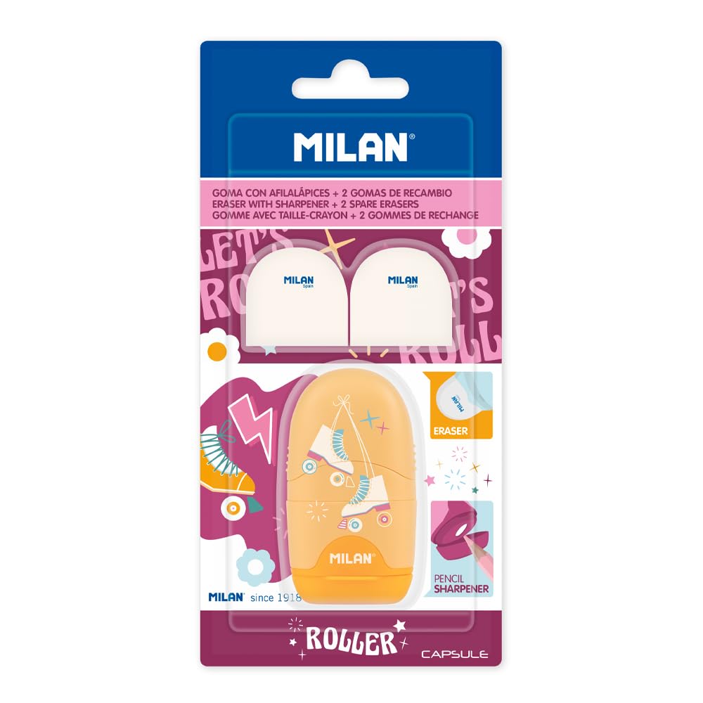 MILAN® Capsule Special Series Roller Sharpening Blister Pack + 2 Replacement Erasers