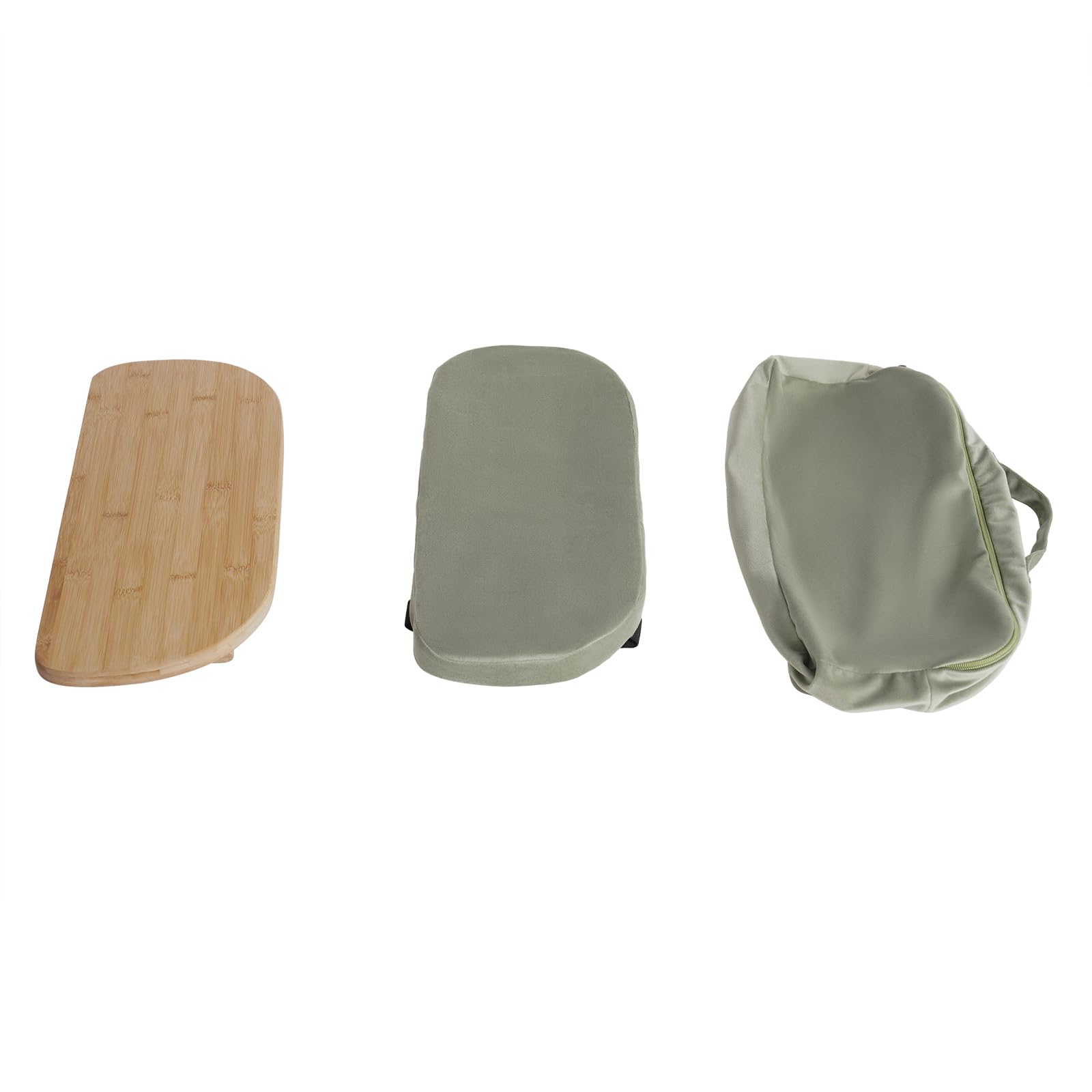 Panca da meditazione pieghevole con seduta imbottita, sgabello da yoga, seduta per meditazione profonda (colore legno + colore verde)