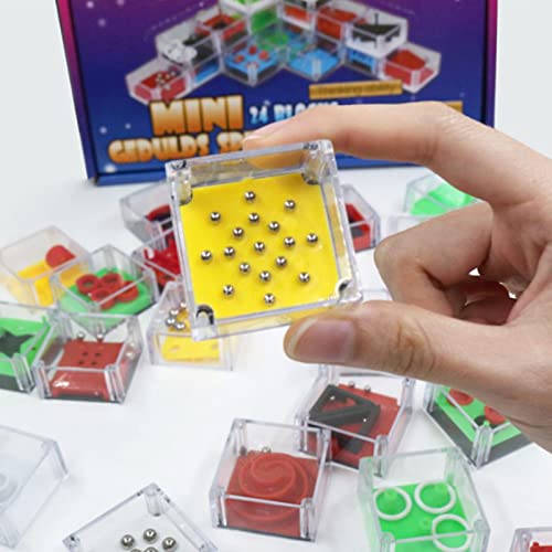 24 pezzi Mini Giochi di Puzzle,Labirinto Cubo 3D,Gioco di abilità,Mini Giochi di Puzzle,Rompicapo Puzzle Gioco di Abilità,Mini Puzzle Palline,Giocattoli Educativi per Adulti e Bambini