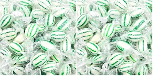 Image of Spearmint Hard Candy | 1 Pound Bag - Approx. 70 Count | Individually Wrapped | Refreshing Mints (Pack of 2)