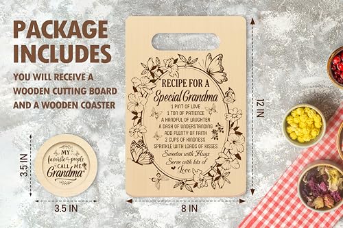 Tablero de corte rectangular de bambú para cocina, ideal como regalo para abuela, mamá o profesores — incluye posavasos redondo miniatura 2