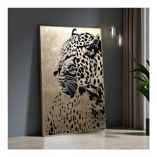 Peinture sur toile léopard abstrait pour décorer une chambre cosy