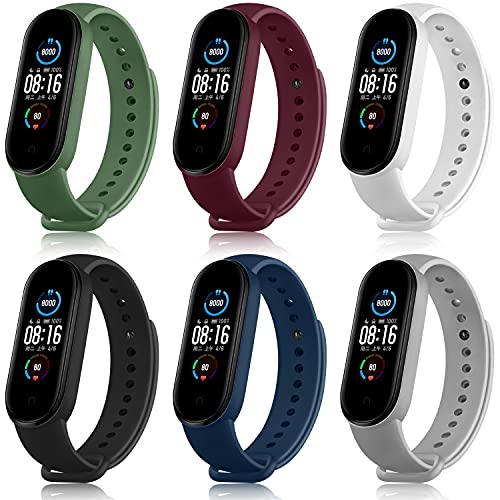 IEOVIEE 6 Pack bands for Xiaomi Mi Band 5 / Xiaomi Mi Band 6, Silicone Replacement Watch Colourful Bracelet Strap for Xiaomi Mi Smart Band 5 / Xiaomi Mi Band 6