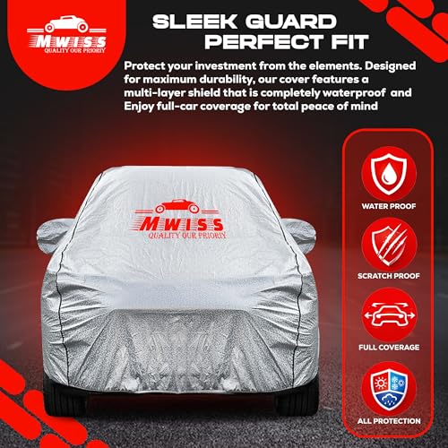 Image of Waterproof Car Body Cover for Renault Kiger | Mirror & Antenna Pocket Anti-Scratch with Soft Cotton Inner Lining Triple Stitched Protection| Heat Resistant | Rain Protection (Silver)