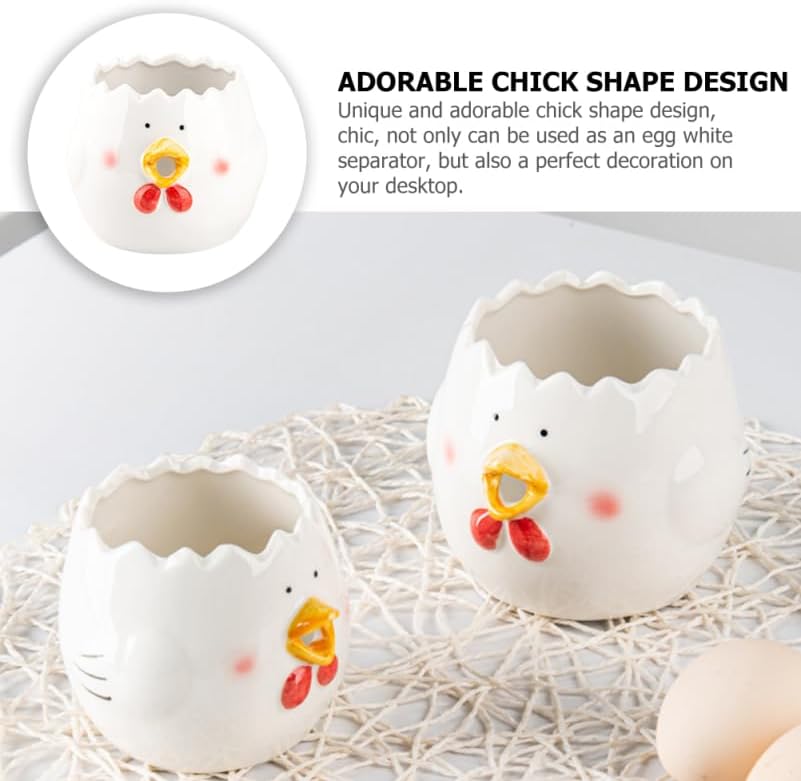 Luxshiny Chick Shape Egg Separator Ceramic Kitchen Tool 3.34X3.34X3.14In Egg Yolk White Splitter for Cooking Baking Home and Cafe Use