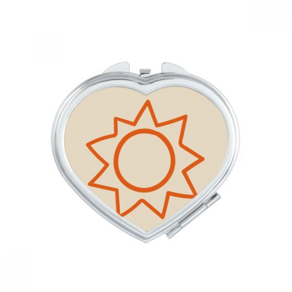 Miroir de Maquillage Compact Orange Soleil Peint à la Main