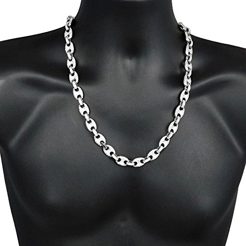 Mens Mariner Links Chain 24" Inch x 12 MM Silver Tone Iced Bling Men's Hip Hop Necklace3
