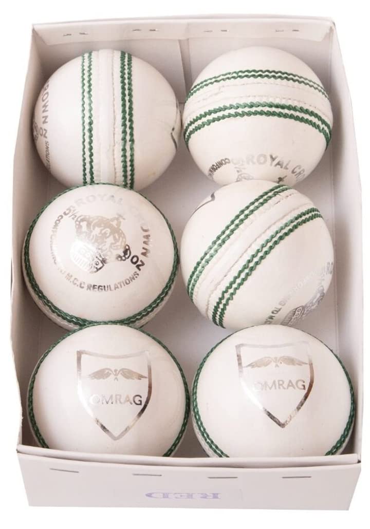 OMRAG Cricket Balls Senior Hand Stitched Match Quality Official Grade A Hard Ball Leather 5.5oz