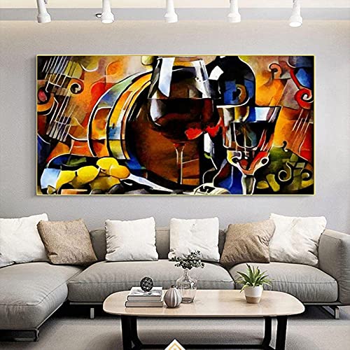Affiche Toile Peinture Abstraite 80x160 cm pour Habiller un Grand Mur Nu