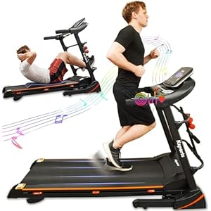 Ksports Foldable 16.5 Inch Cardio Fitness Portable Treadmill with Bluetooth Connectivity, LCD Display, and Tracking Apps for Home Gym Equipment, Black