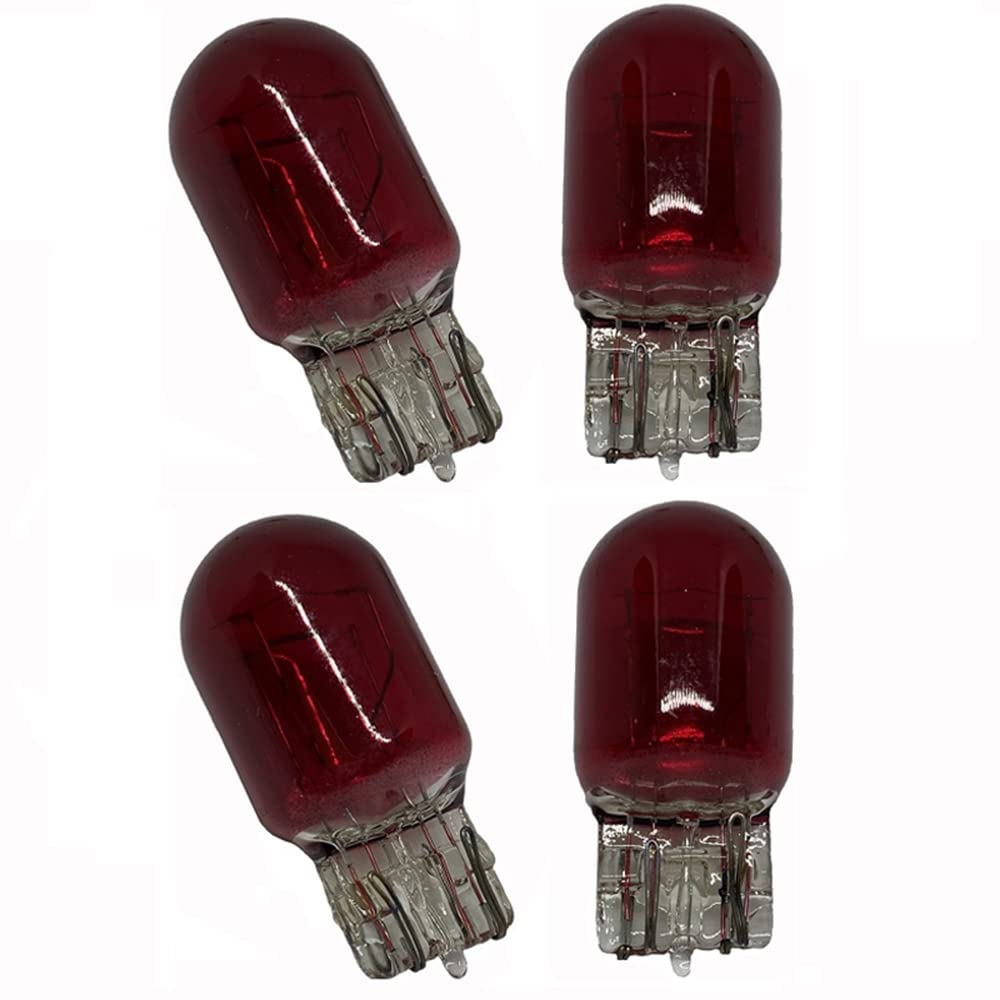AIVYNA 4 Uds T20 W21 5W 7443 Bombillas Traseras LED Rojo Cristal 580 Coche Miniatura Doble Filamento Giro Parada Freno Bombilla 12V