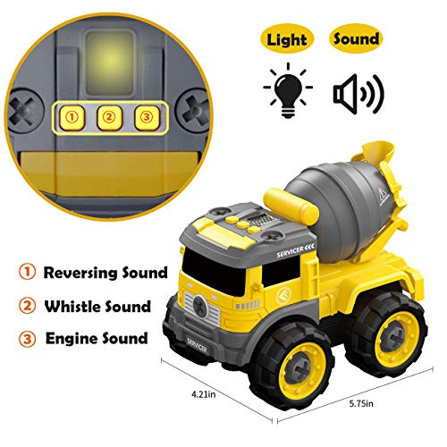 IFLOVE RC Engineering Toys Vehicle Take Apart Toys with Electric Drill Converts to Remote Control Car Toys Transformers Construction Mini Vehicles Excavator Mud Truck Removable Parts (Five-in-one)