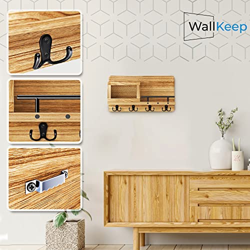 Wallkeep Mail And Key Holder For Wall With Decorative Key Hooks - Wall Mount In Entryway, Mudroom Or Office. Solid Wood Mail Organizer Floating Shelf Key Rack, Leash Holder And Key Hanger For Wall. #TOP5
