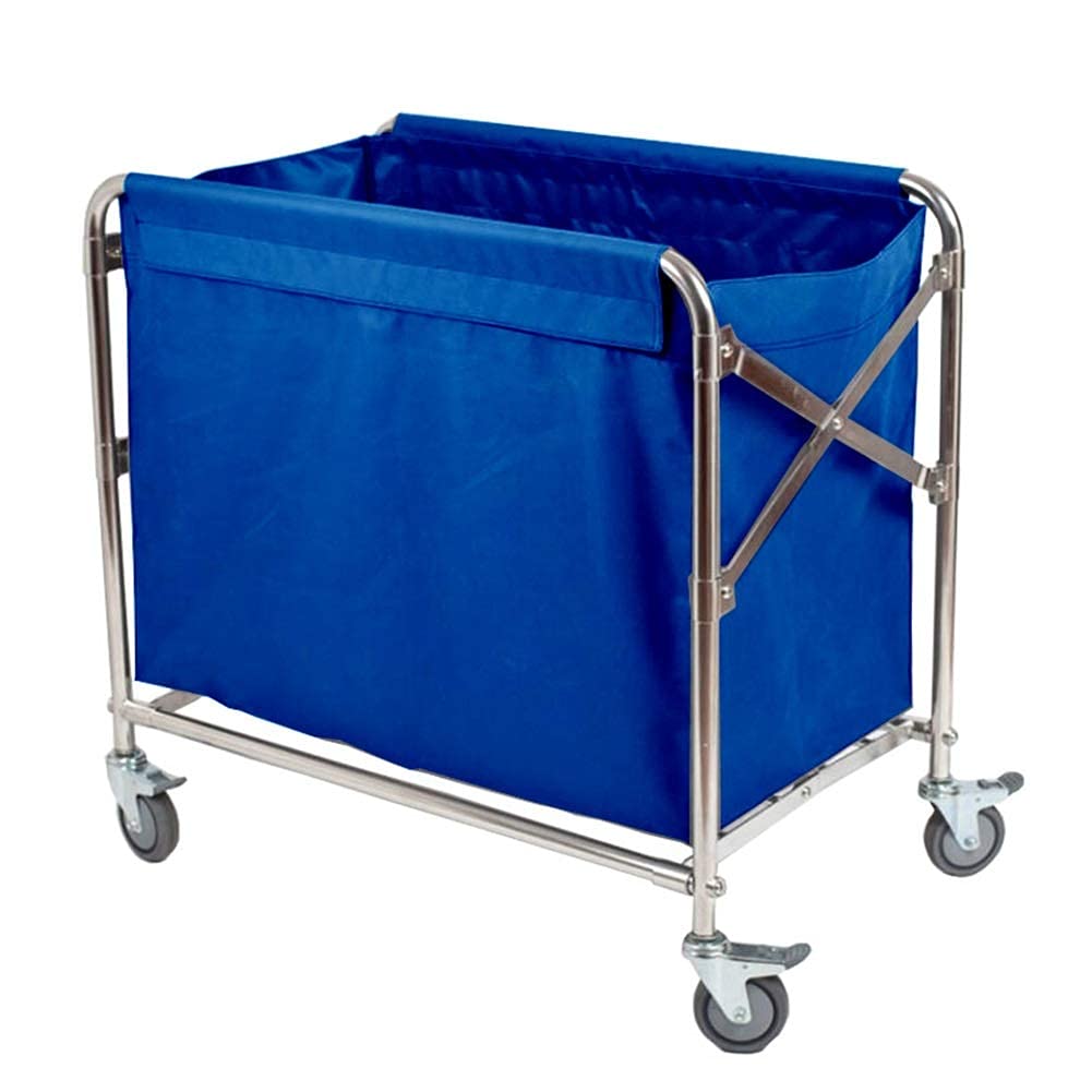 DFEDHF Laundry Sorter Cart Blue Folding Trolley, Large Commercial Laundry Sorter Cart Hamper for Hotel/Hall/Home Storage Dirty Clothes, Foldable, Save Space