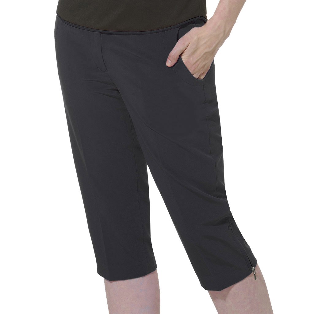 Monterey Club Women's Polyester/Spandex Golf Capris #2823 (Black, Size:10)