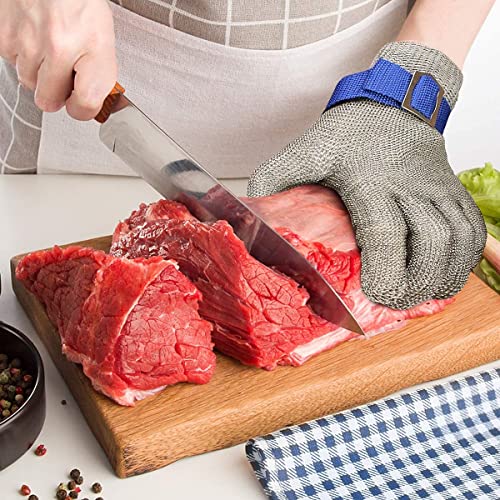 Mafores Level 9 Cut Resistant Glove Food Grade, 2.0 Upgraded Stainless Steel Mesh Metal Glove Durable Rustproof Reliable Cutting Glove For Kitchen Meat Cutting, Fishing, Oyster Shucking (X-Large #TOP3