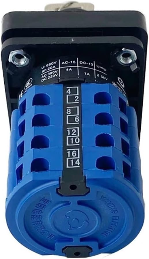 YMW26 LW26-20YS2/4 Electric Dual Power Control 20A 4 Poles 3 Position 110V-OFF-220V with Key Changeover Rotary Knob Cam Switch