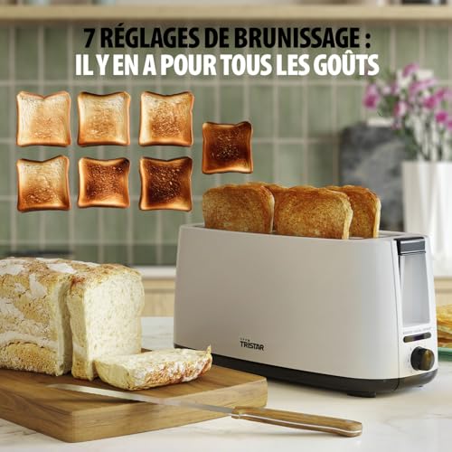 Tristar Grille-Pain Bifente, 7 niveaux de brunissage, fonction décongélation, fonction élévation, fonction centrage, fonction annulation, blanc, BR-1057 – Image 5