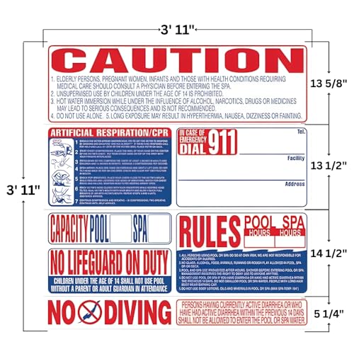 8-in-1 California Pool Safety Sign | SI9000CA | Large 47\" Commercial Pool & Spa Safety Compliance Sign | UV-Protected Outdoor Construction | Meets CA Code Requirements