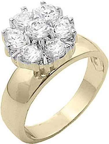 3.15 cw CZ, Gold Overlay Clear CZ Cluster Ring