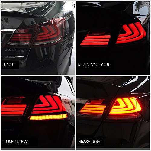 Mostplus Red Clear Led Brake Tail Lights Compatible For 2013-2015 Honda Accord 4 Door Sedan Set Of 2 #TOP5