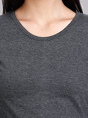 Image of FLEXIMAA Women's Cotton Plain Round Neck Full Sleeve T-Shirt