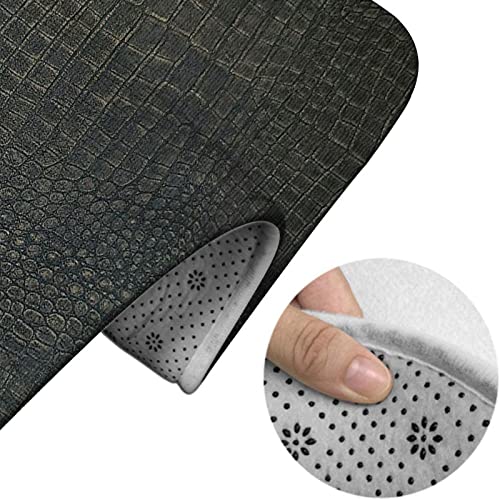 Badezimmerteppich-Set aus 3 Teilen, einzigartiger Bezug Krokodil schwarz Kupfer metallisch strukturiert, waschbarer Badteppich, rutschfest, mit Rückenpolster, Konturteppich und Toilettendeckelbezug – Bild 5