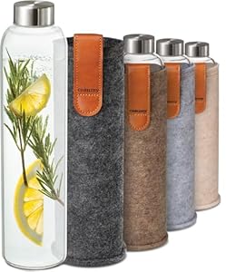 Cosumy Glasflasche 750ml Filzhülle Anthrazit