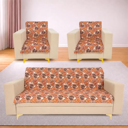 Image of Homerz Premium Printed Quilted Velvet Sofa Slip Cover Protector, Sofa Mat, Exact Size, Antislip Cover (Bloomora, 5 (3+1+1) Seater, Full)