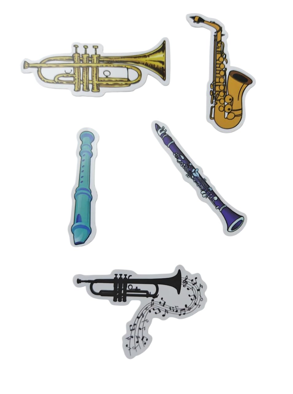 Musical Instruments Wall Sticker – Trumpet, Saxophone, Flute, Clarinet & Recorder Design | PVC Vinyl Waterproof Wall Decal for Home, Music Room & Studio Decor-image-34