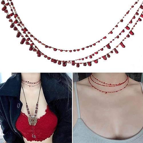Blood Drop Necklace Unique Pendant Clavicle Chain Muiltfunction Bloody Droplet Choker Necklace Resin2