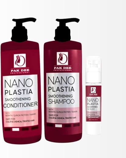 Pak Dee Professional Nano Plastia Hair Care Range | Shampoo, Conditioner &amp; Serum | Frizz Control, Smoothness &amp; Shine | Sul...