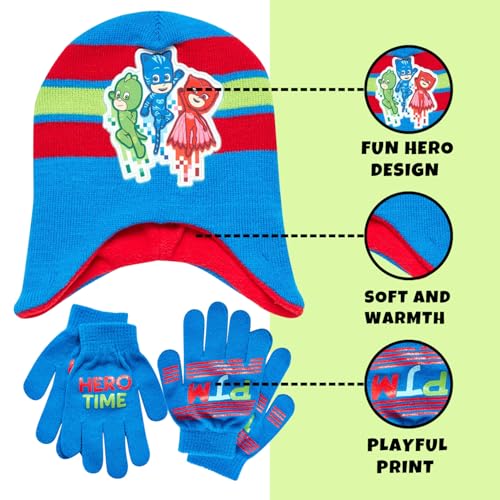 Image of PJ Masks Winter Hat and 2 Pair of Gloves or Mittens Set (Age 2-7)