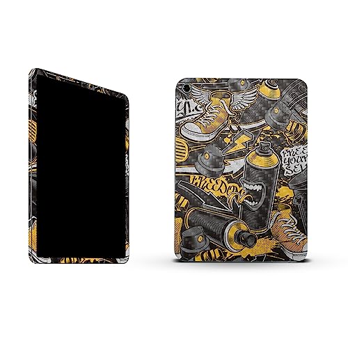 Image of MightySkins Carbon Fiber Skin Compatible with Apple iPad 10.9 inch 10th Gen (2022) Full Wrap Kit - Yellow Hip Hop | Protective, Durable Textured Carbon Fiber Finish | Easy to Apply | Made in the USA