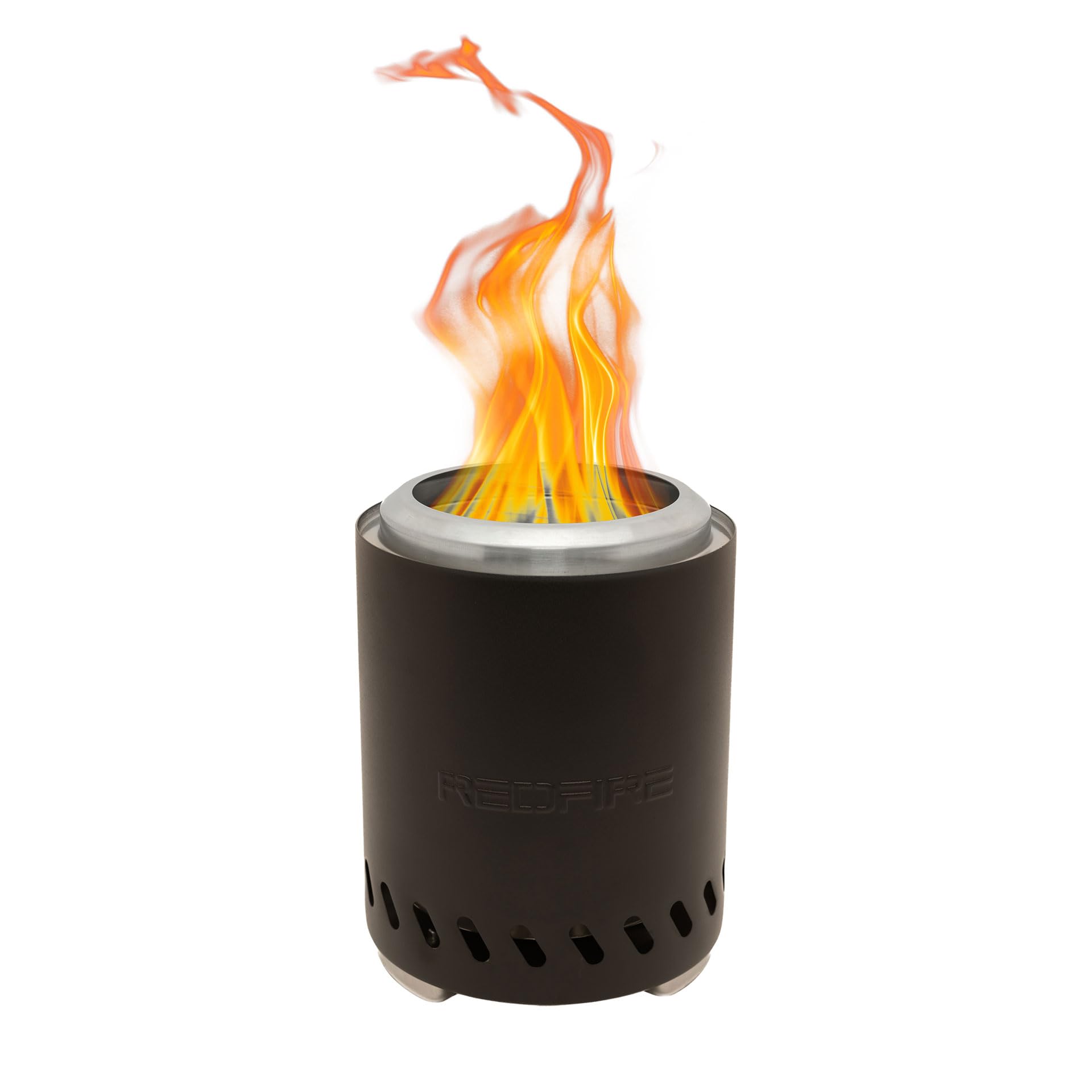 REDFIRE Pellet Tischkamin Volcano Medium, schwarz pulverbeschichtet, Tischfeuer Edelstahl für Holz und Pellets