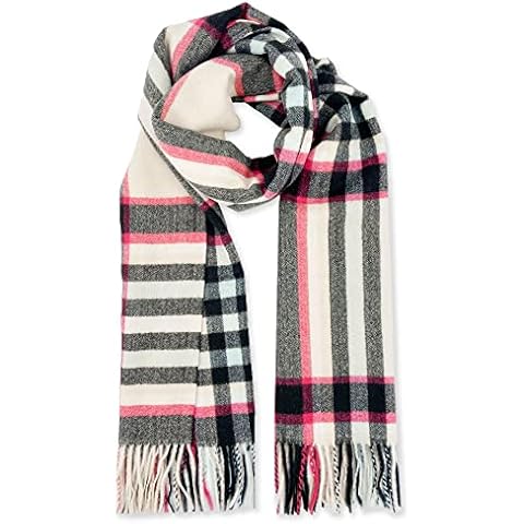 Amazon Brand - HIKARO Damen Winter Plaid Langer Schal Weich Warm Dicke Wickel Quaste Schal Stola Karo Schals Cover