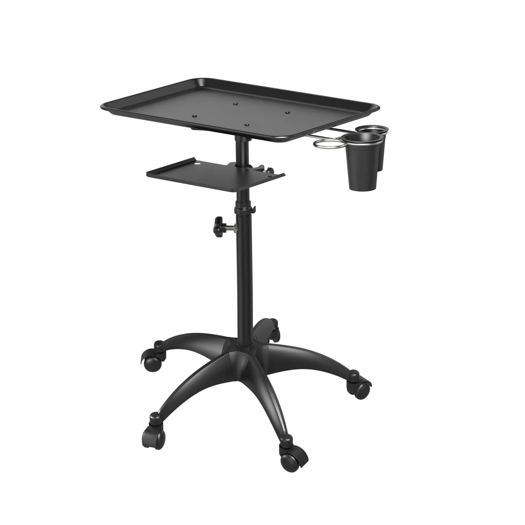 Barber Salon Tray Cart Wheels Trolley Adjustable Height Bilayer Accessory