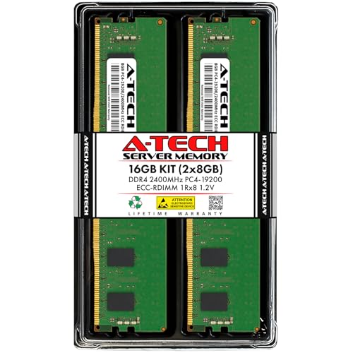 Image of A-Tech 16GB Kit (2x8GB) DDR4 2400MHz PC4-19200 ECC RDIMM 1Rx8 Single Rank 1.2V ECC Registered DIMM 288-Pin Server & Workstation RAM Memory Upgrade Modules (A-Tech Enterprise Series)