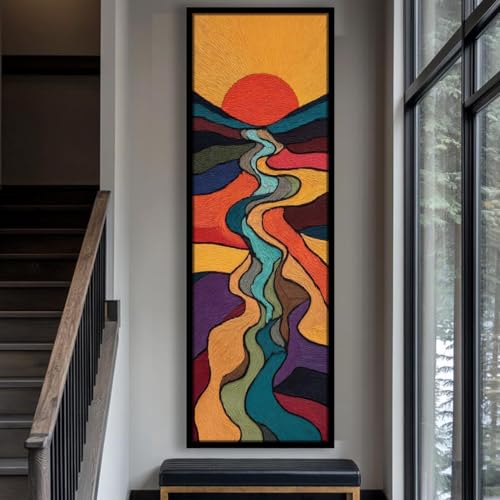 YUSUZHU Quadri lunghi e stretti, stampe su tela alte e sottili, stampe verticali, stampe su tela incorniciate per ufficio, stanze o corridoio (20x60 cm/cornice interna)