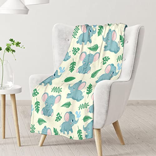 Elephant Blanket Gifts - 40"x50" Cute Throw for Women Girls - Green Soft Fuzzy Blankets for Bed, Couch & Living Room