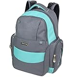Fastfinder 3 Piece Set Diaper Bag Backpack for Moms & Dads with Changing Pad and Wipes Pocket Diaper Bag Backpack (Grey/Aqua)