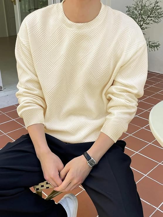 Image of GRECIILOOKS Men's Polycotton Regular Fit Solid Plain Casual T Shirt Stylish | Oversized Fit Full Sleeve T Shirt (Available in Plus Size)