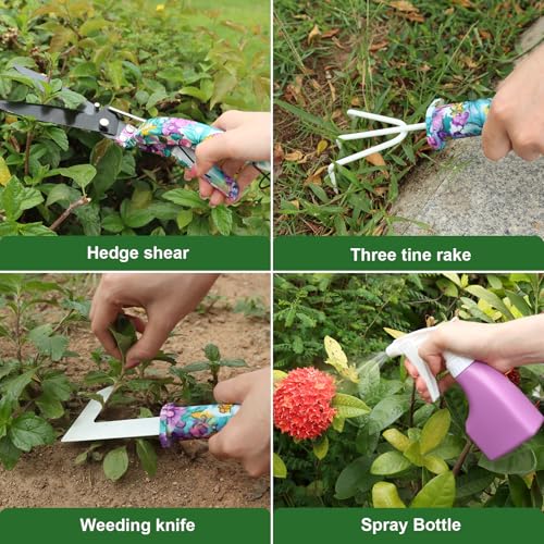 Set de herramientas para jardinería mujer 10 piezas morado miniatura 6