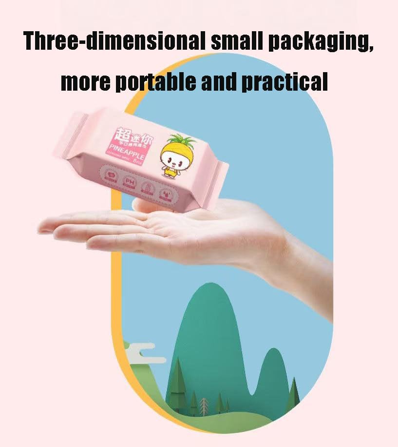 Miniatura 8 de Paquete de 12 toallitas de agua en total, mini toallitas de limpieza de viaje increíblemente compactas, toallitas húmedas respetuosas con la piel,