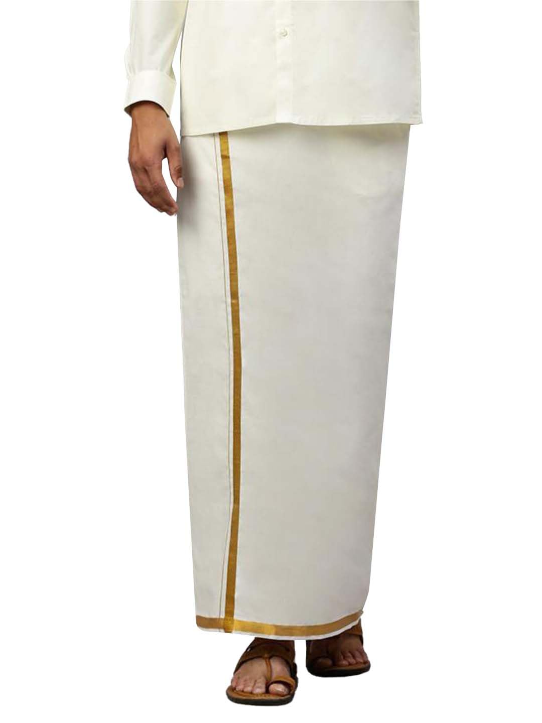 ramraj cotton RAMRAJ Mens Solid Cotton Dhoti with Border-picture-32