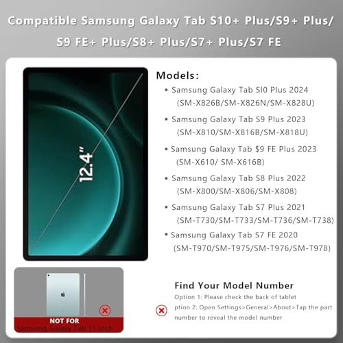 Image of MICROWARE Compatible Samsung Galaxy Tab S10+ Plus /S9+ /S9 FE+ /S8+ /S7+ /S7 FE Keyboard case 12.4 inch Magnetic Case with Keyboard Touchpad Bluetooth Backlit Stand Slim Protective Cover